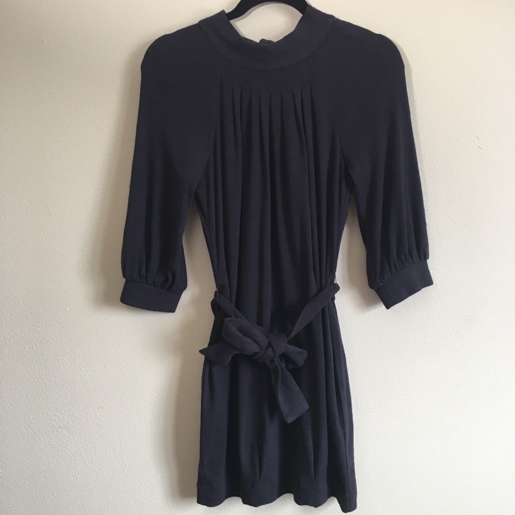Milly Of New York Purple Wool Belted Dress P